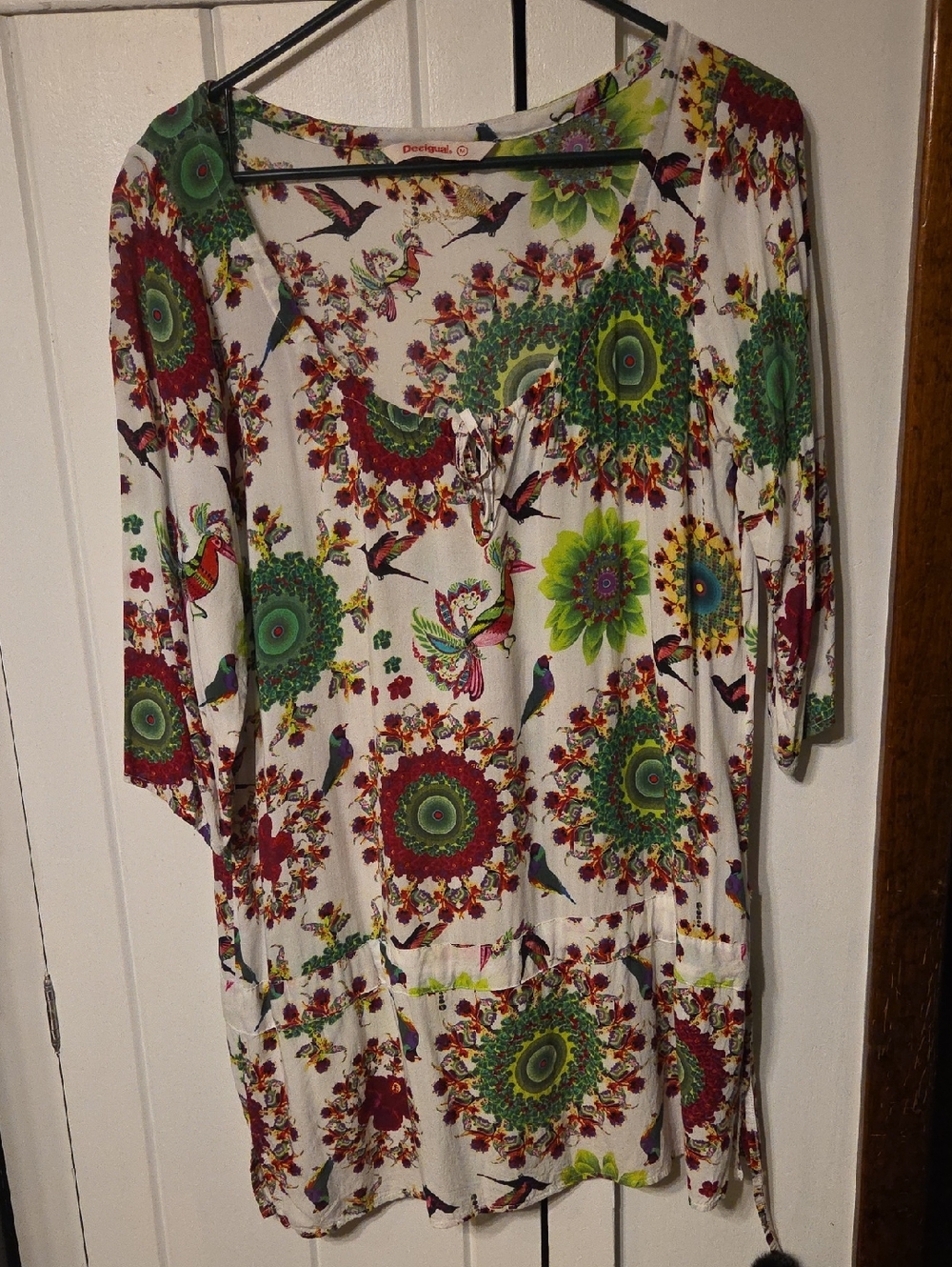 Desigual White Floral & Bird Print Women’s Tunic Top